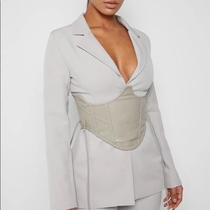 Maniere De Voir blazer with vegan leather corset